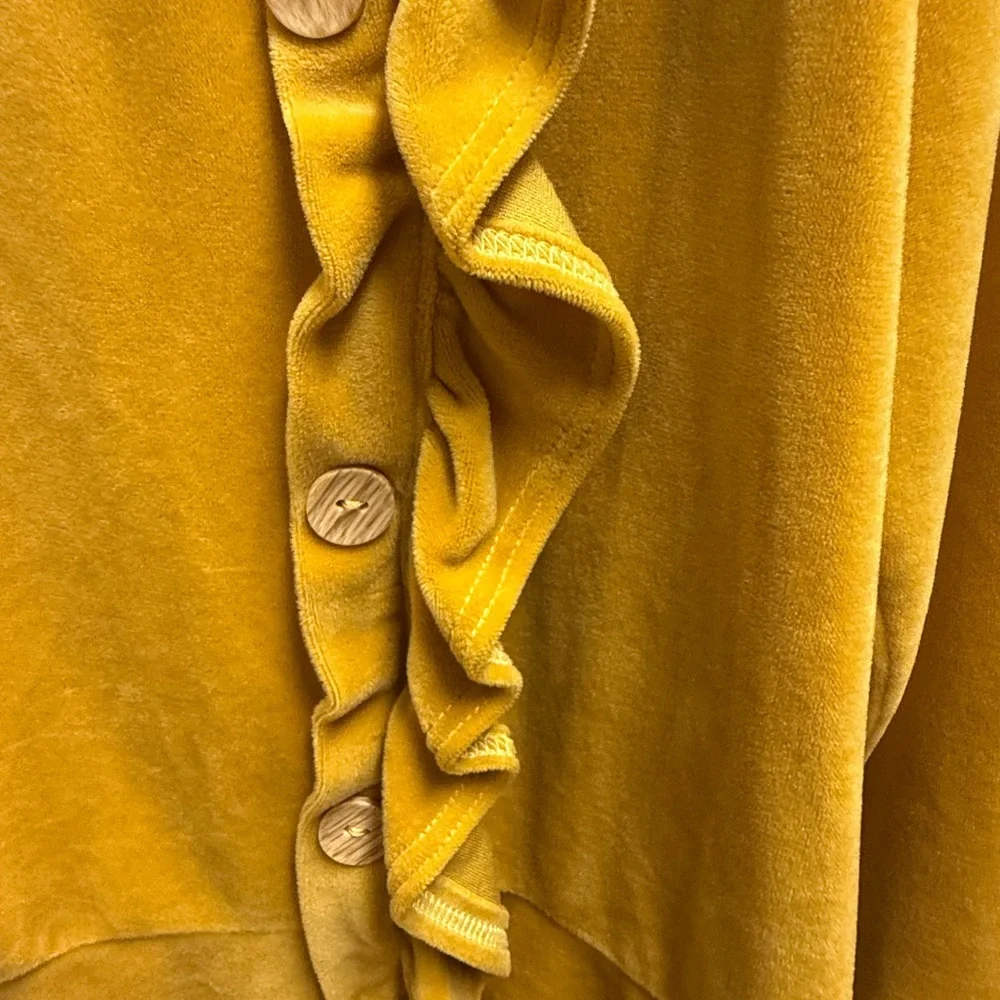 Women’s Anna Craig Velvet Sweater Ruffle Detail And Button Accents Size Small - Picture 5 of 7